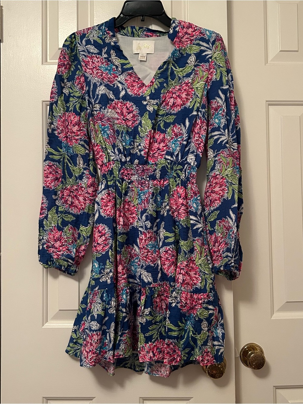Lilly Pulitzer Axton Long Sleeve Flowy Dress Multi Dahlia Licious Floral Size 00